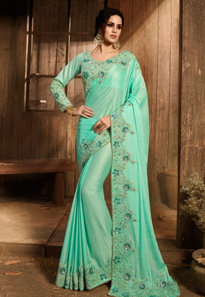 Aqua silk festival wear saree  5409